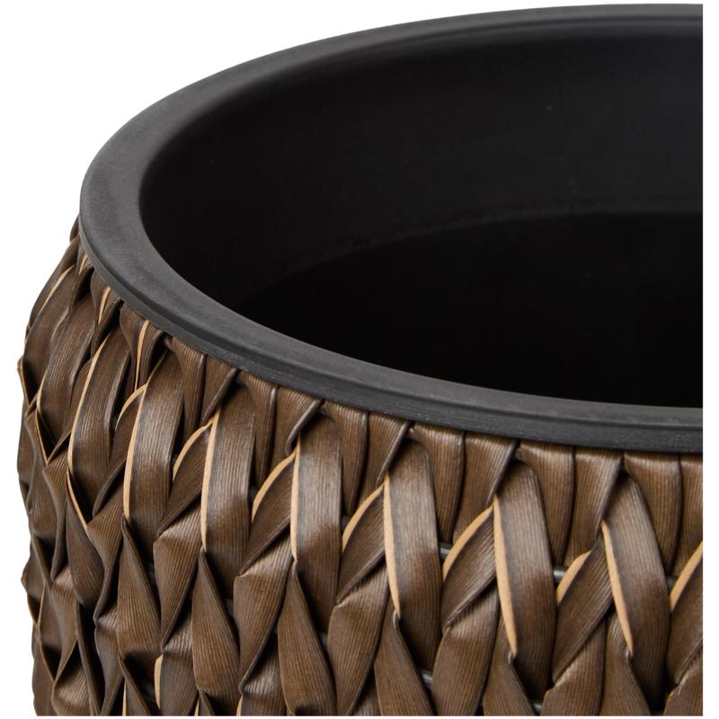 Set of 2 short plant pots - dark brown - close-up of side of plant pot