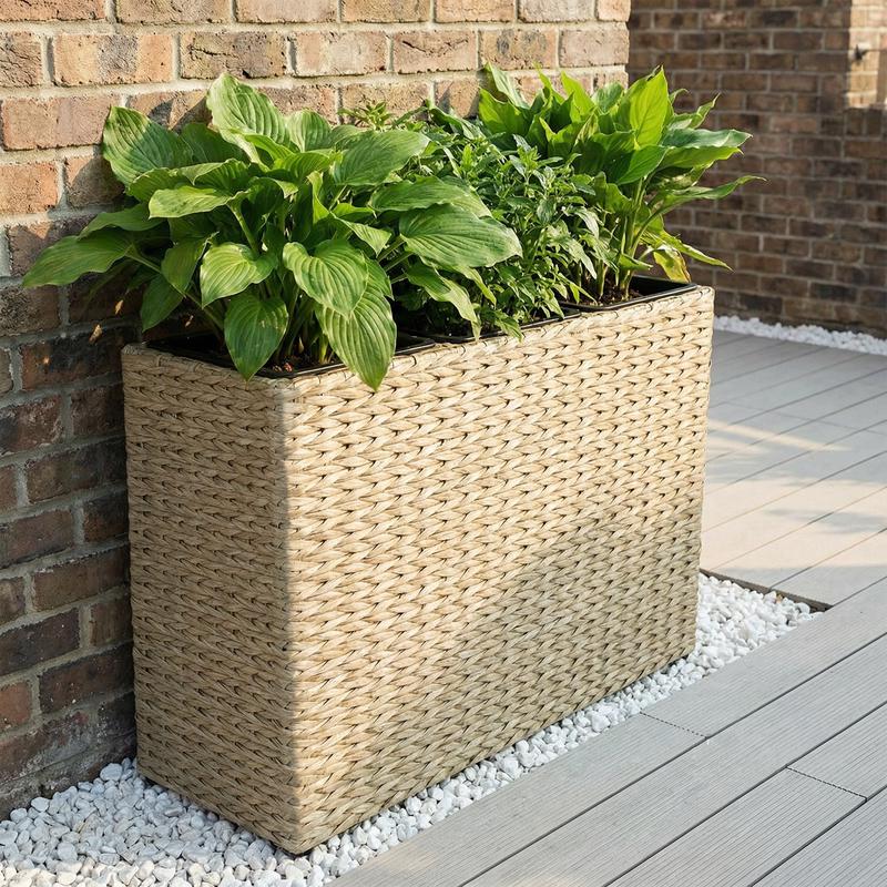 Rattan plantenbak 3-in-1 – lichtbruin