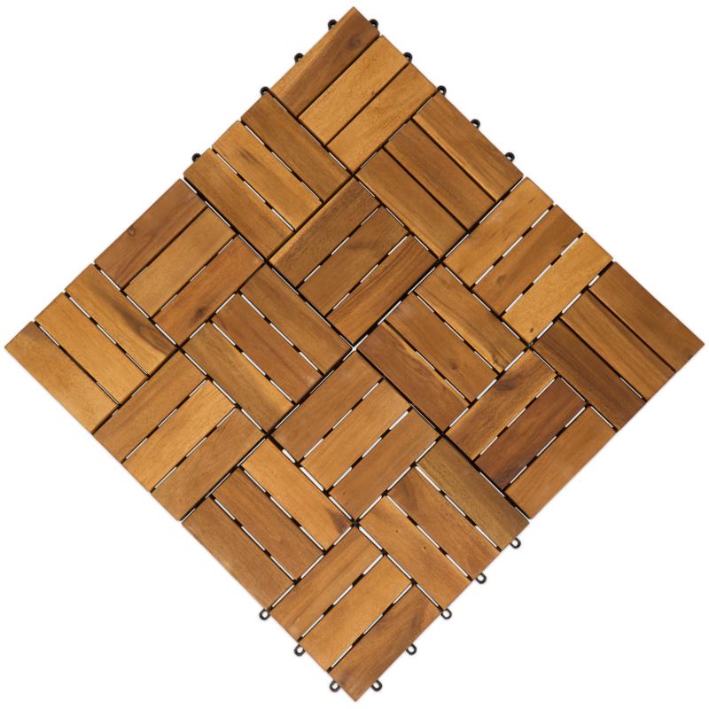 Acacia wood decking tiles - viewed from above
