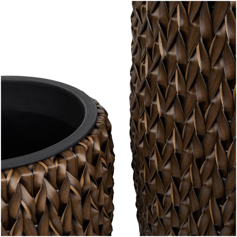 Set of 2 tall plant pots - brown - close-up