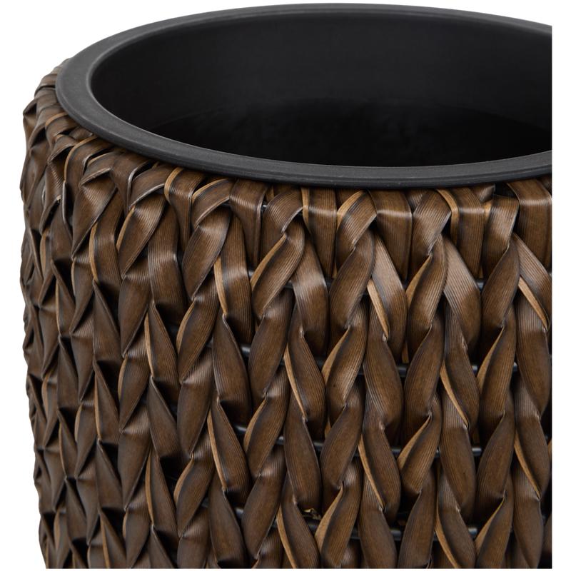 Close up of tall plant pot - brown