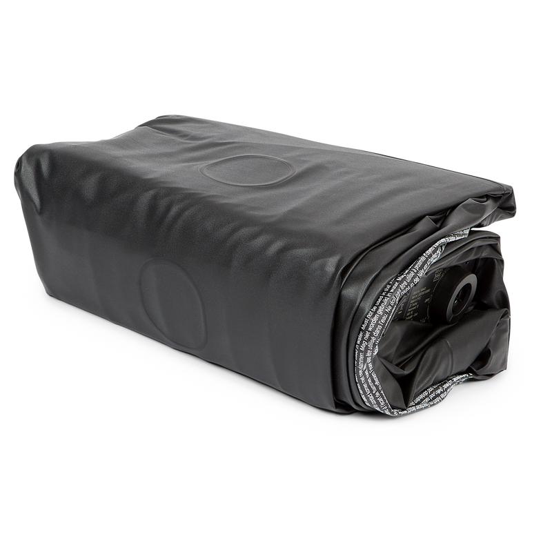 Double airbed with built-in pump - rolled