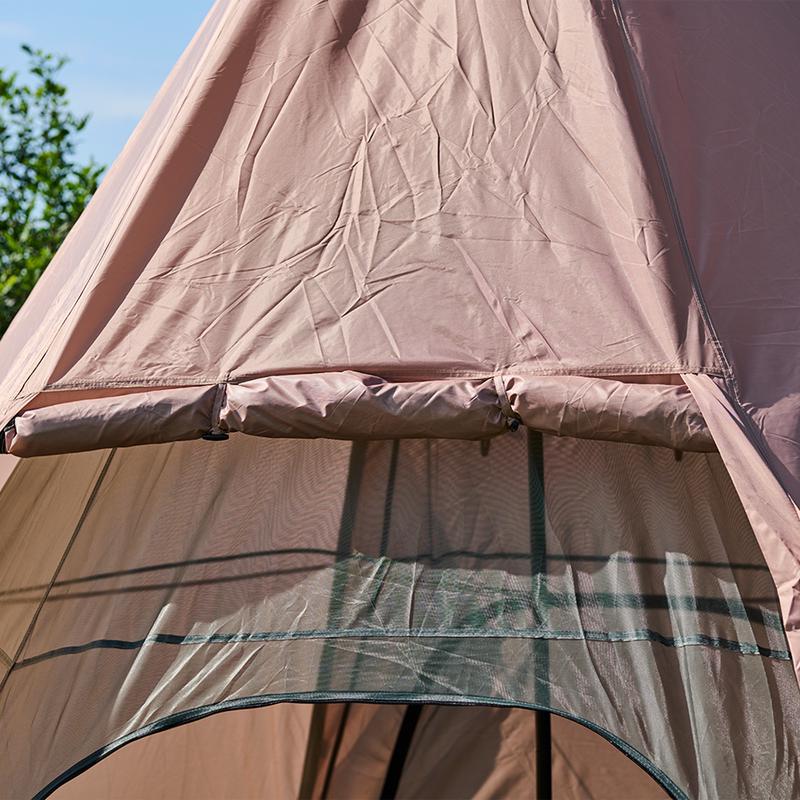 Glamping tipi tent - opening close-up