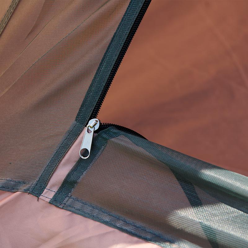 Glamping tipi tent - mosquito net zipper opened