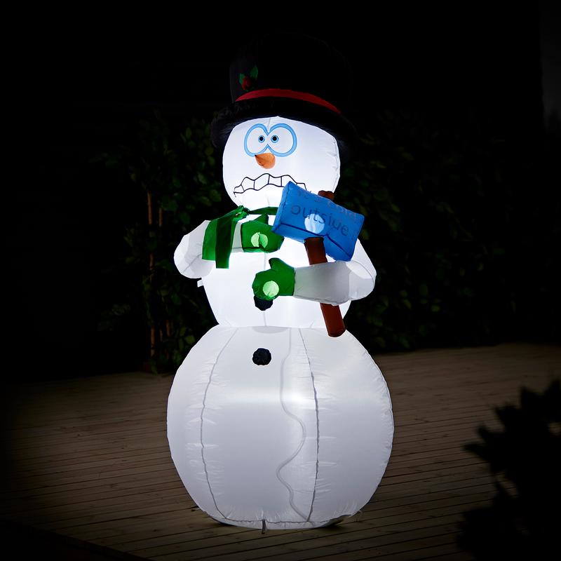 Inflatable snowman with light in the dark