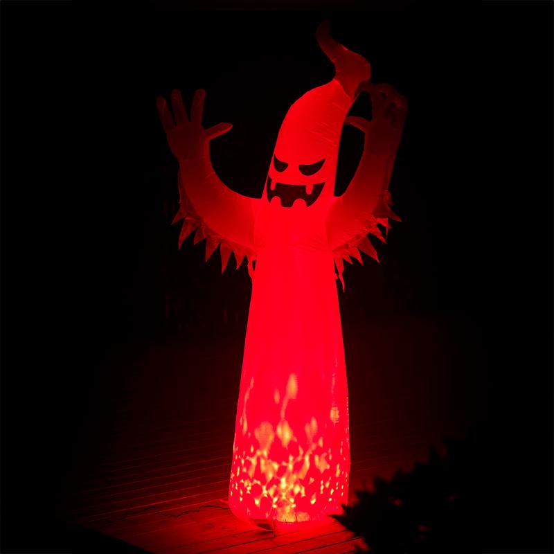 Fantôme gonflable géant avec LED rouges allumées