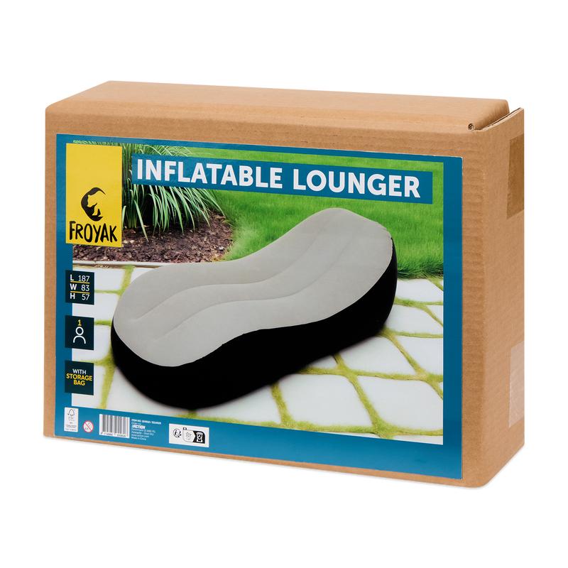 Froyak inflatable lounger in packaging