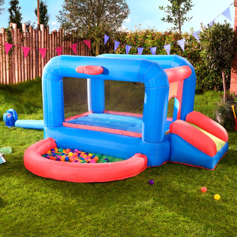Château gonflable avec piscine à balles et pompe - multicolore