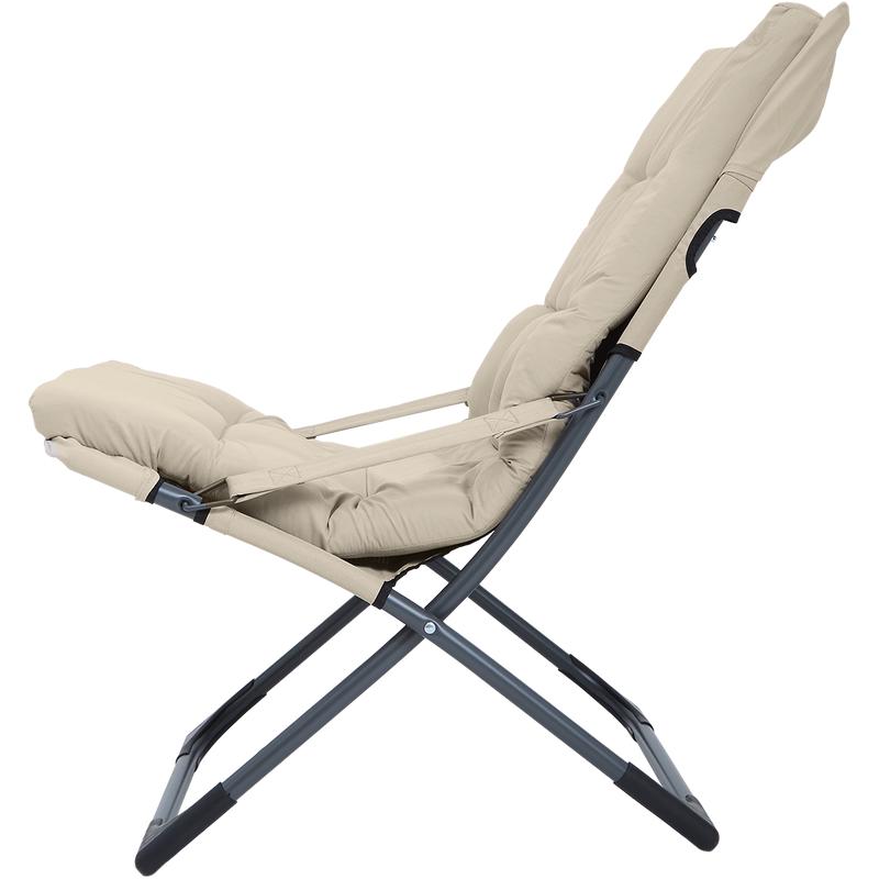 Taupe lounge chair with cushion - side view