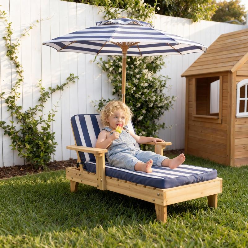 Chaise longue pour enfant avec parasol