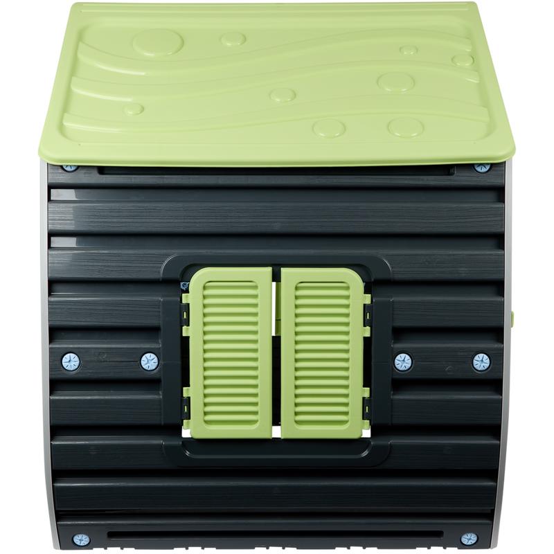 Magical green/grey playhouse for children with windows closed