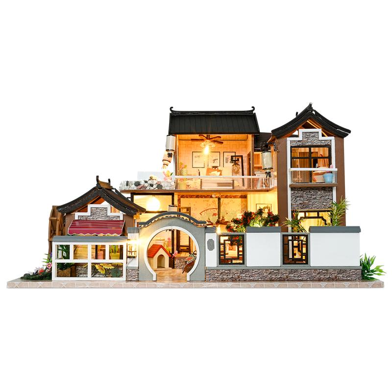 Crafts & Co miniatuur huisje met verlichting aan