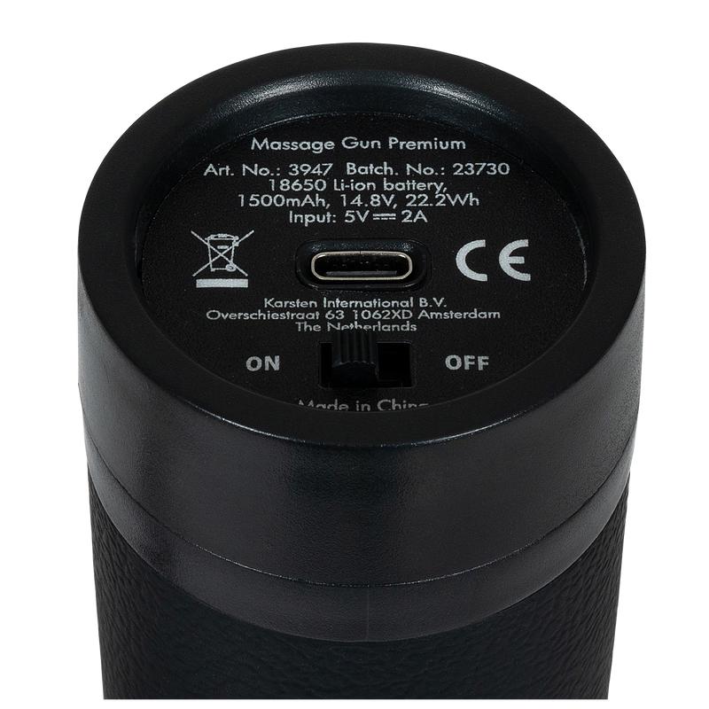 Premium massage gun - battery charging via USB-C cable