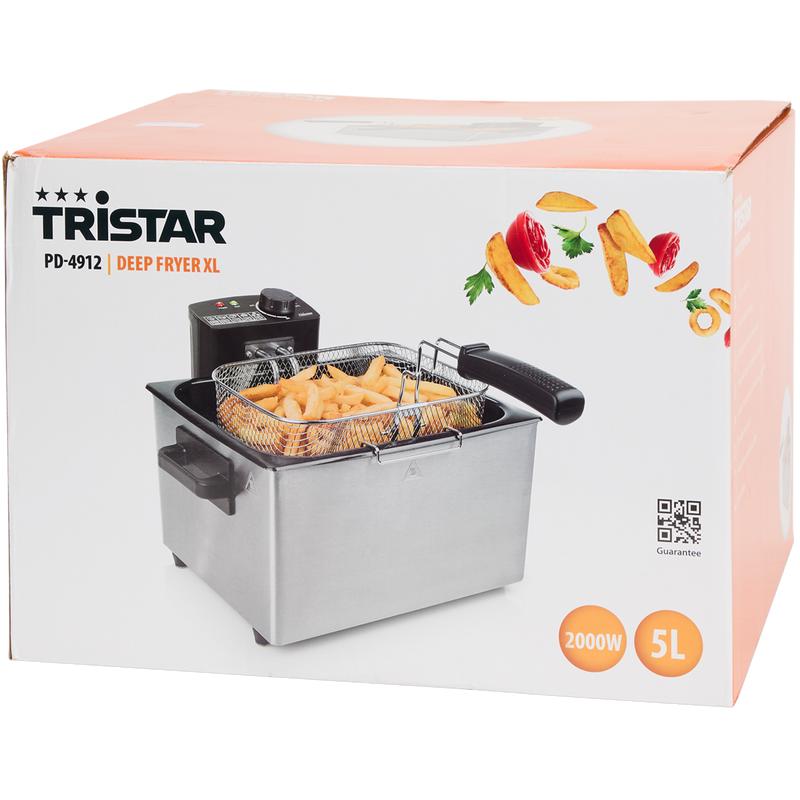 Tristar XL deep fryer in packaging