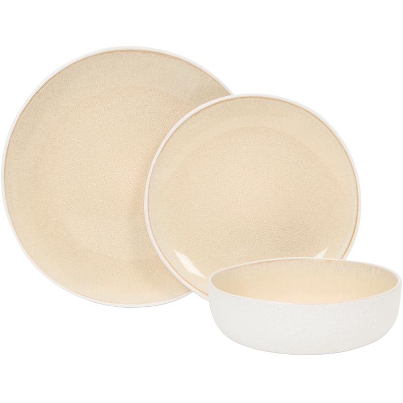 18-piece Paksos dinner set in sand/white - 3 pieces