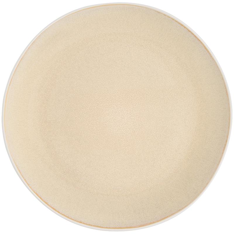 18-piece Paksos dinner set in sand/white - top view of dinner plate