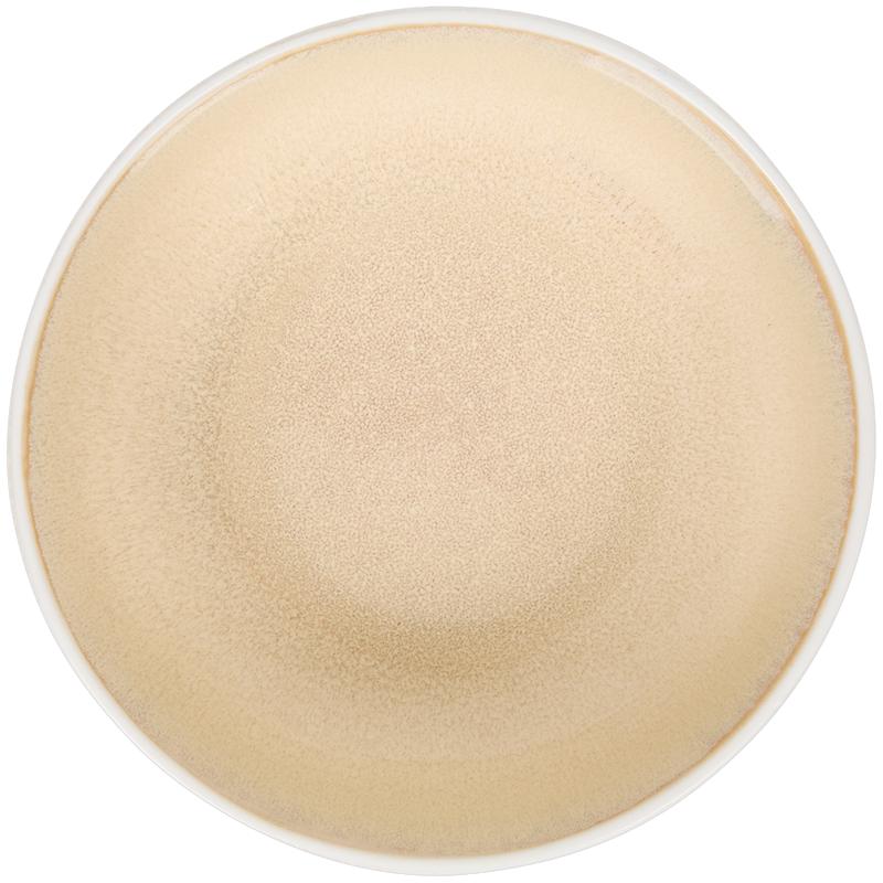 18-piece Paksos dinner set in sand/white - top view of plate