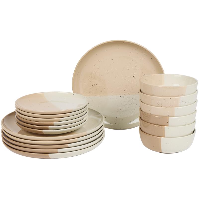 Azur serviesset met gespikkeld design - beige/roze