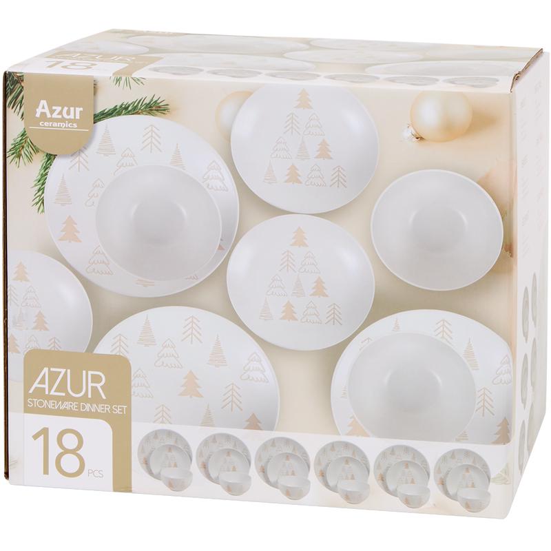 Christmas dinnerware set with Christmas tree – cream white – in packaging