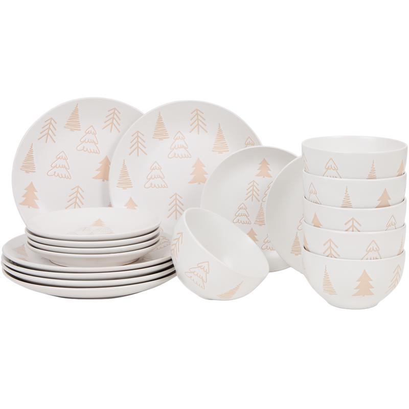 Christmas dinnerware set with Christmas tree – cream white