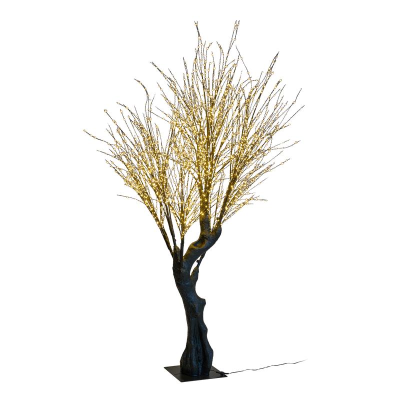 Light tree with gold-coloured LED lights - lights switched on side view