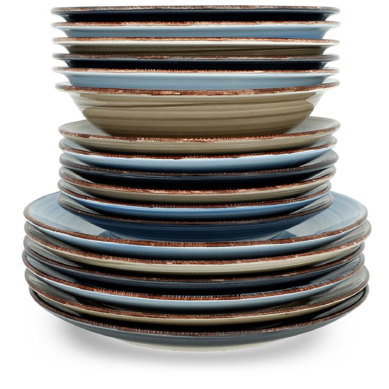 Plate set Azur 18-piece set | 6 persons stacked