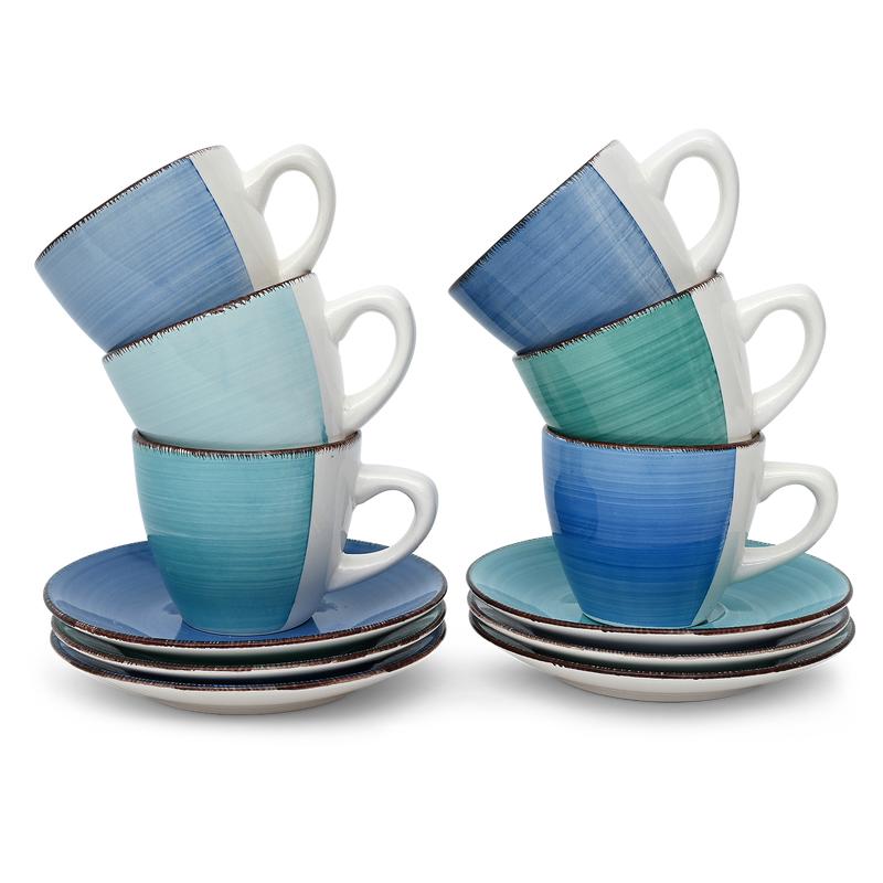 Bowls and mugs of the Curaçao tableware set blue 30-piece set 