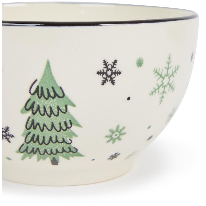 Green plate set Snowflake front of bowl