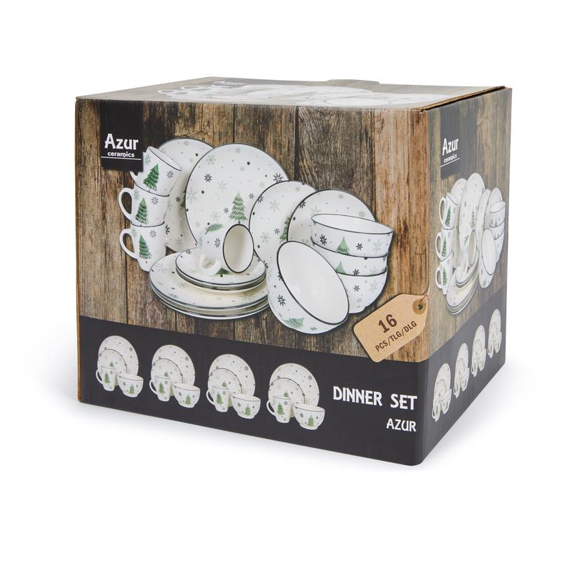 Green plate set Snowflake in packaging