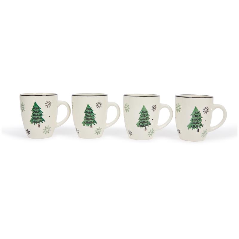 Green plate set Snowflake mugs