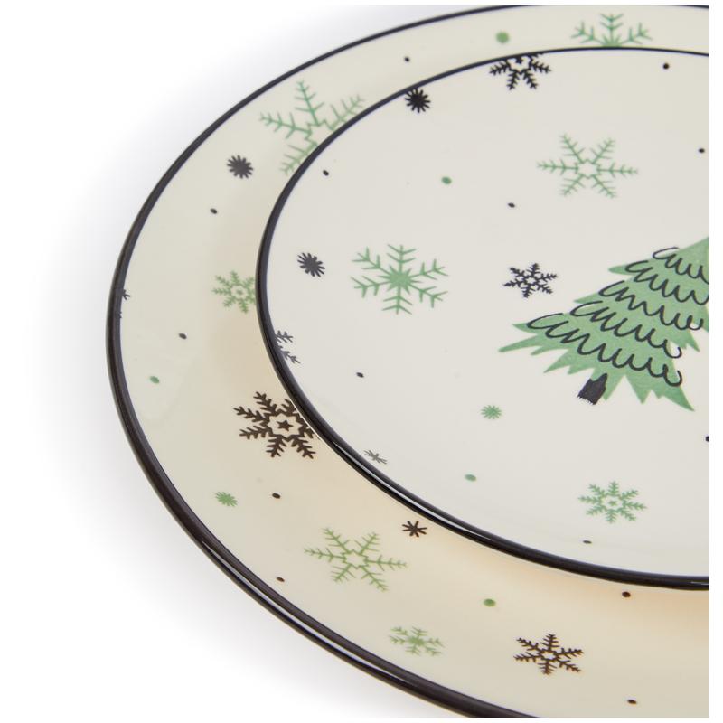 Plate set Snowflake - green - close up