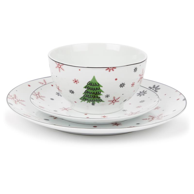 Plate set Christmas tree - red  - stacked