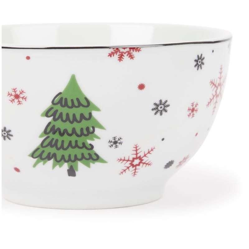 Plate set Christmas tree - red  - bowl close up