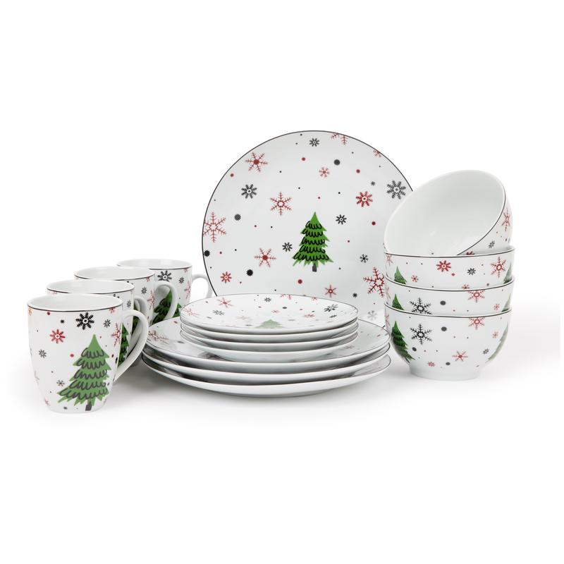 Plate set Christmas tree - red  - full set pictured