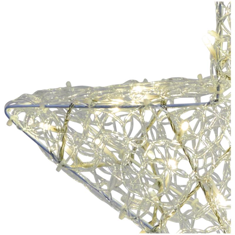 Christmas star with 200 LED lights light switched on - side