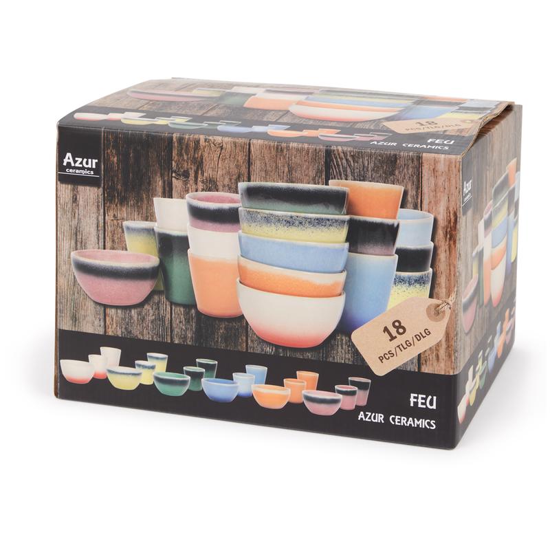 18-piece Fire cup and bowl set - packaging