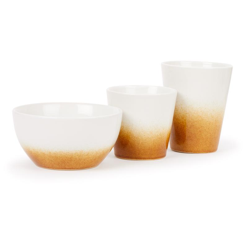 Mistral mug and bowl set white brown