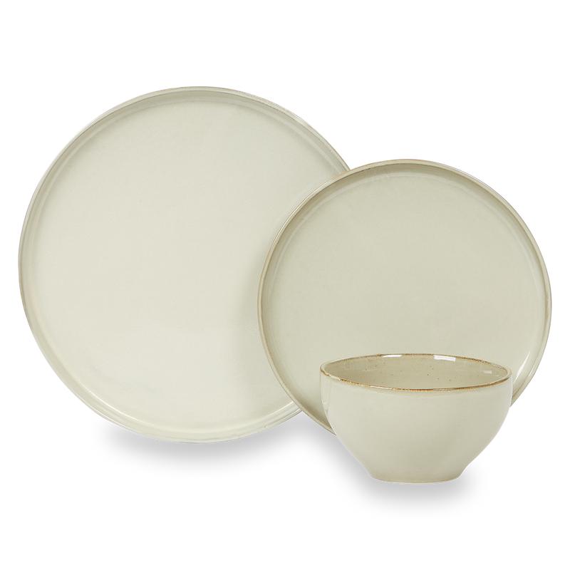 Earthenware tableware set - stone grey items set