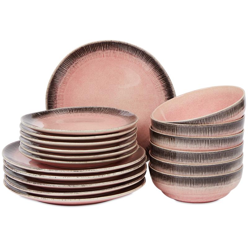 Handgemaakt servies Fire Pink volledige set