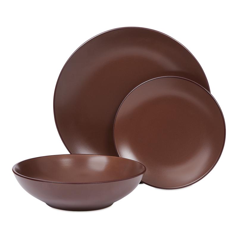 Plate set multicoloured - set brown