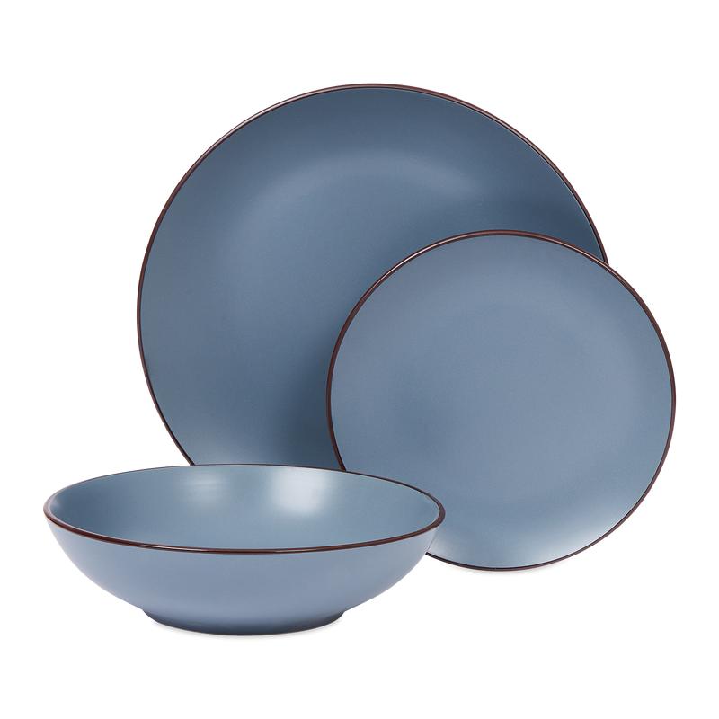 Plate set multicoloured - dark blue