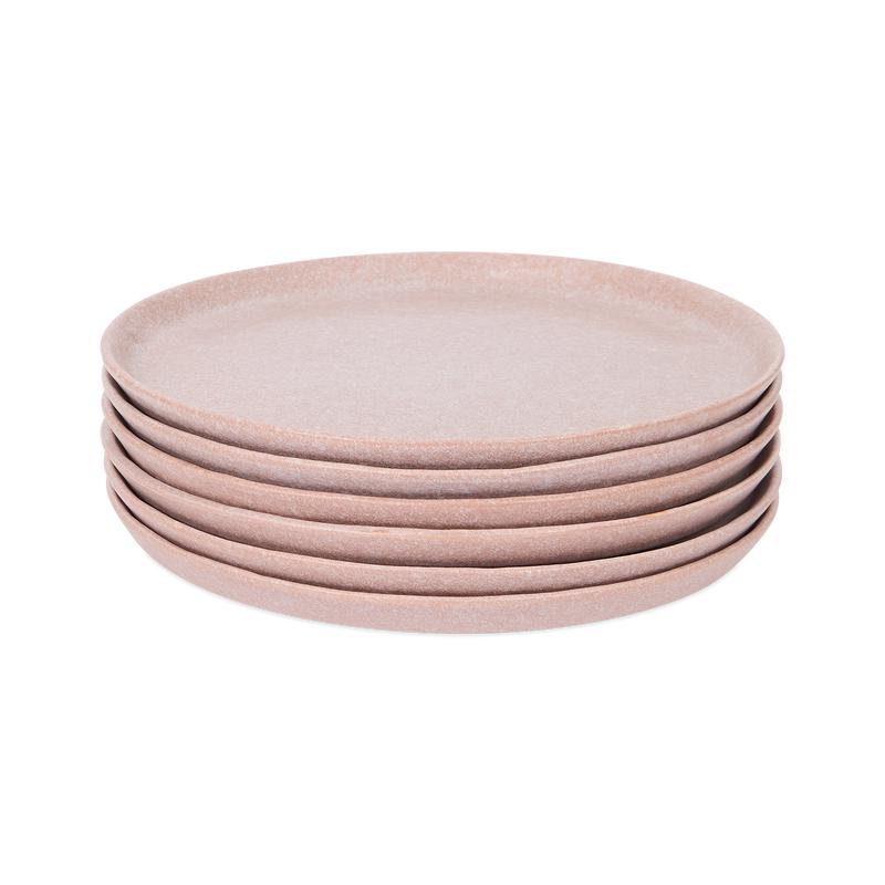 18-delige dinnerset - pastel roze dinerborden opgestapeld