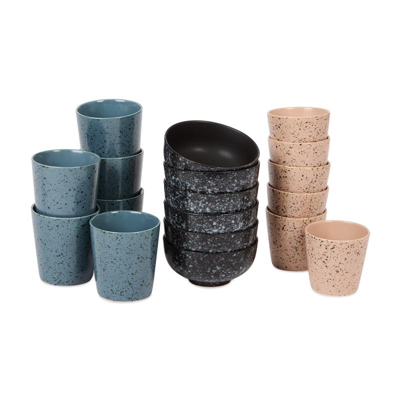 Speckle 18-piece mug and bowl set