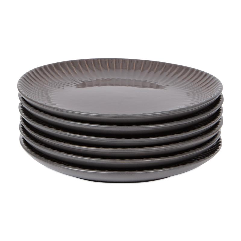 Shiny dinner set - grey - side plate stacked