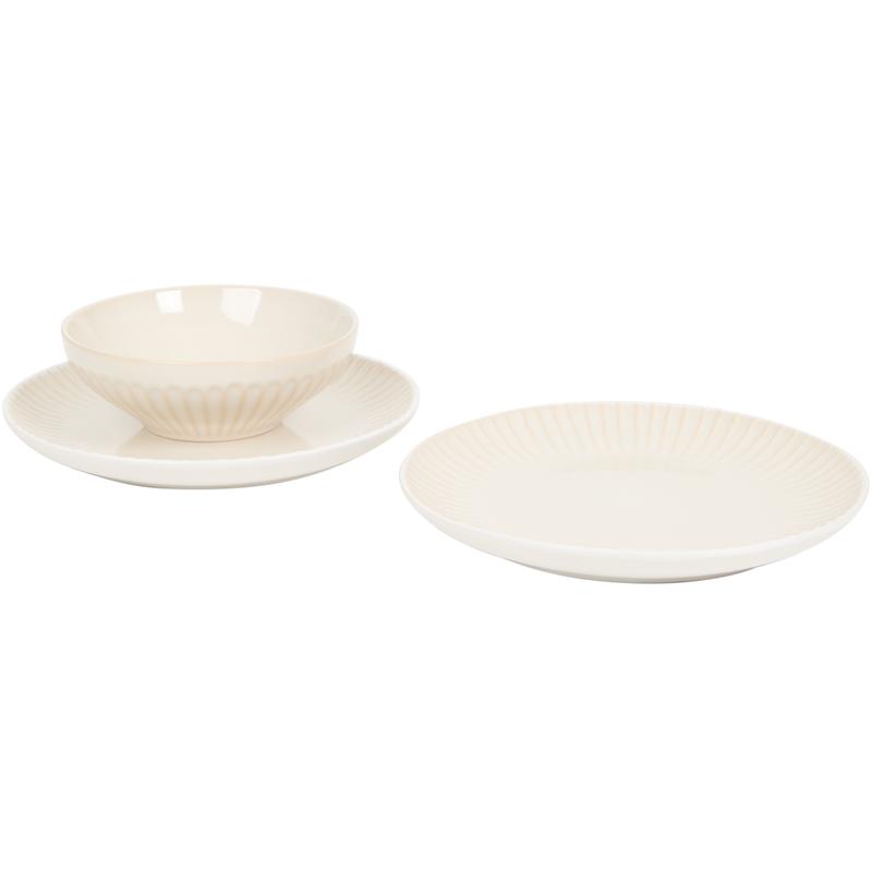 Shiny dinner set – beige – side plate, bowl and dinner plate