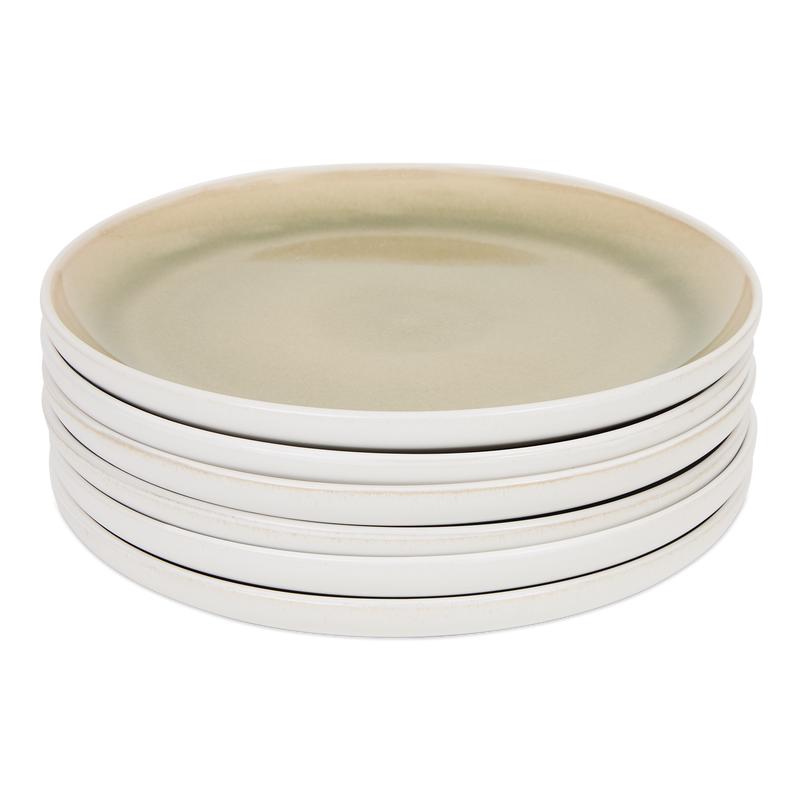 Dinner set - green / white - plates stacked