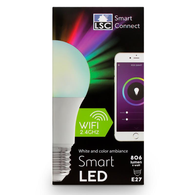 Verpakking van de LSC Smart Connect ledlamp - Multicolor 9 watt | 806 lumen