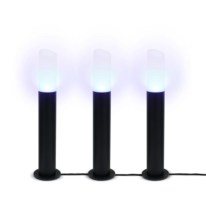De lichtblauwe kleur van de LSC Smart Connect tuinlampen 
