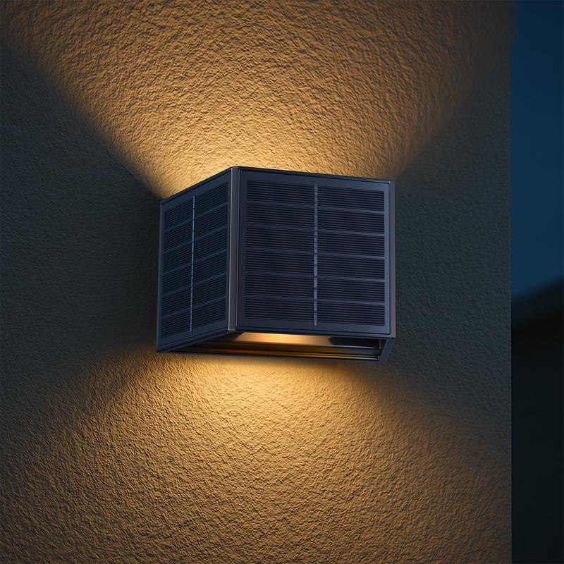 Solar Up & Down wall lights in use