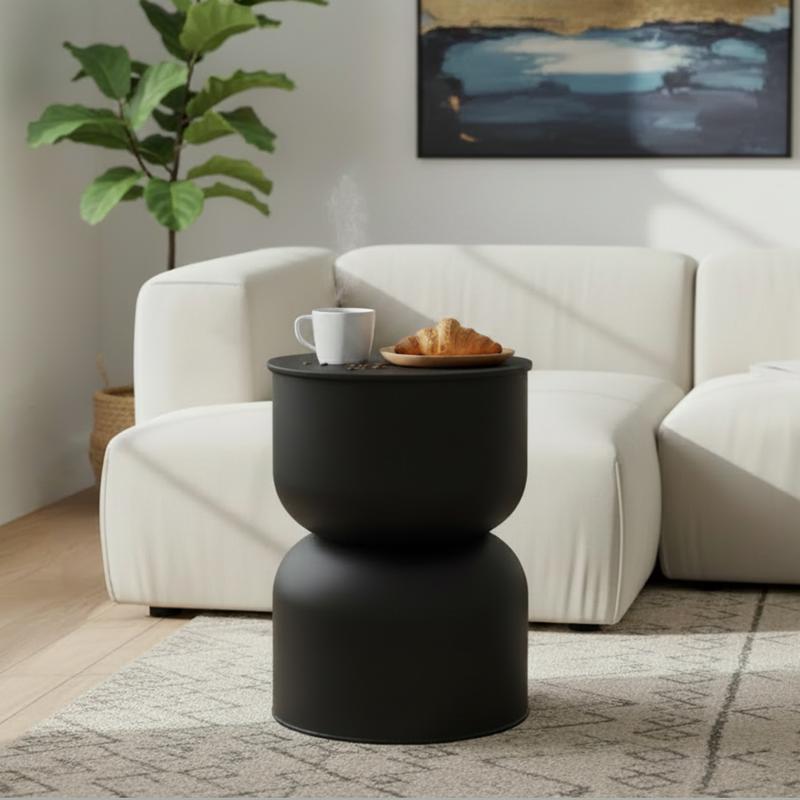 Table d'appoint diabolo en métal - noir